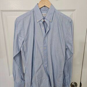 JOHN HENRIC Oxford Shirt 15 - 38 Solid Blue Button Down Office Work